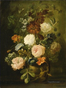 花瓶 1 月 4 日 van Huysum 古典的な花 Oil Paintings